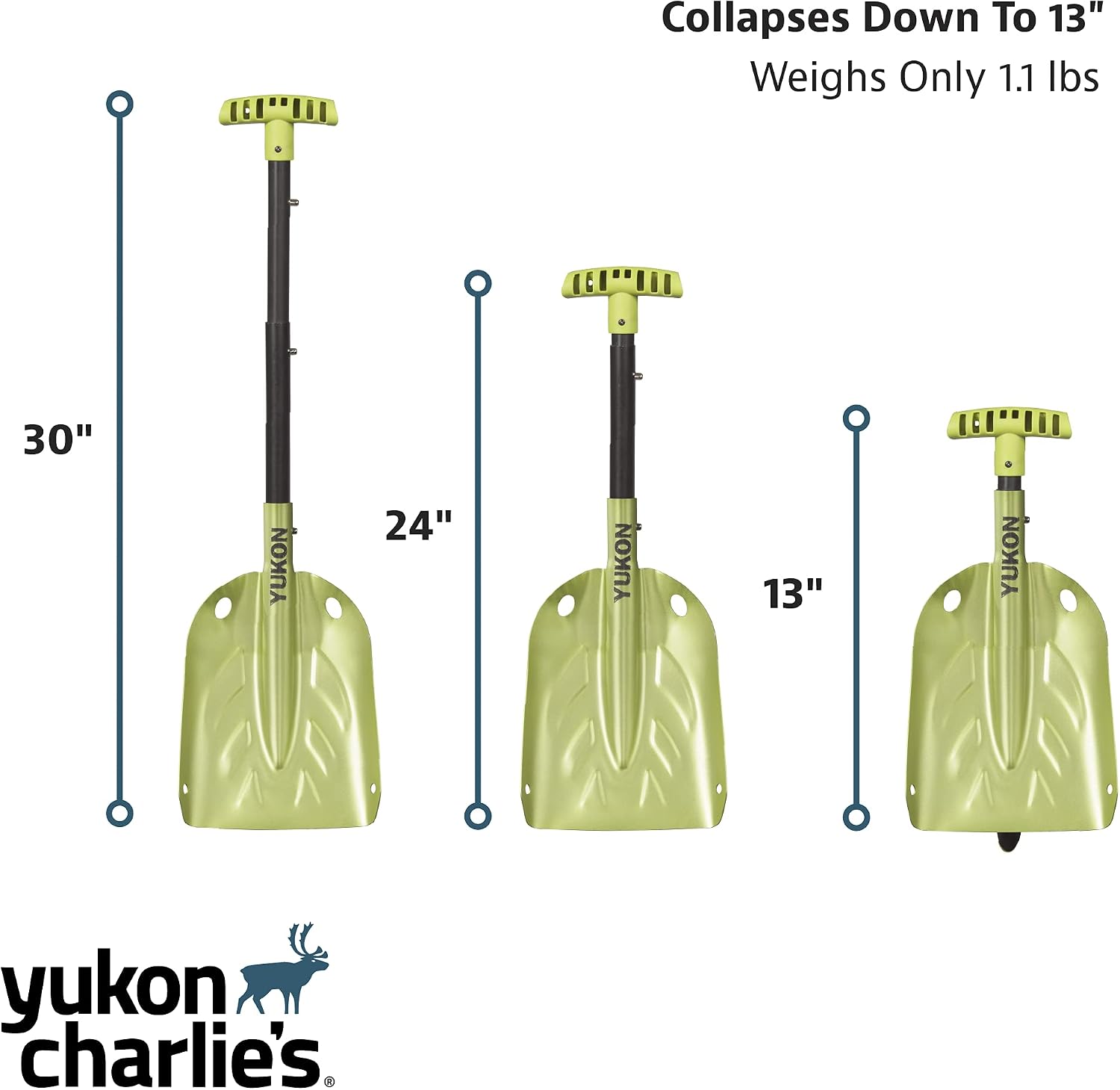 Yukon Charlie's Collapsible Snow Shovel, Lightweight Snow Shovel for Camping, Car, Emergency Kit