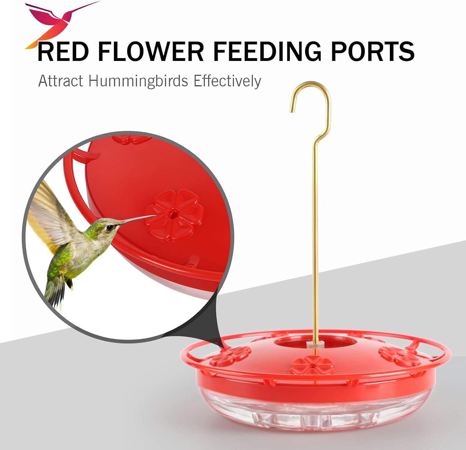 eWonLife 2 Pack 16 oz Saucer Hummingbird Feeders for Outdoors, Garden Decor