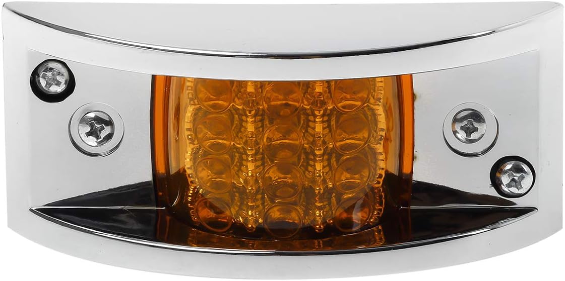 Partsam 4x Sealed Chrome Armored LED Trailer Clearance Light Side Marker Light 12LED Amber