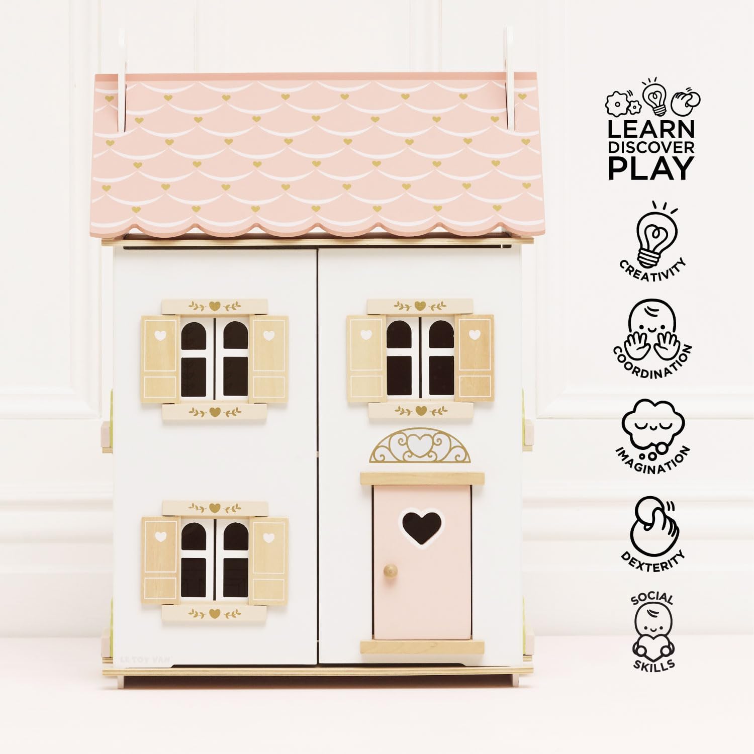 Le Toy Van Iconic Sophie's Large Wooden Doll House | Wooden Iconic Dollshouse, FSC Certified Wood, Plastic Free, Rigorously Safety-Tested