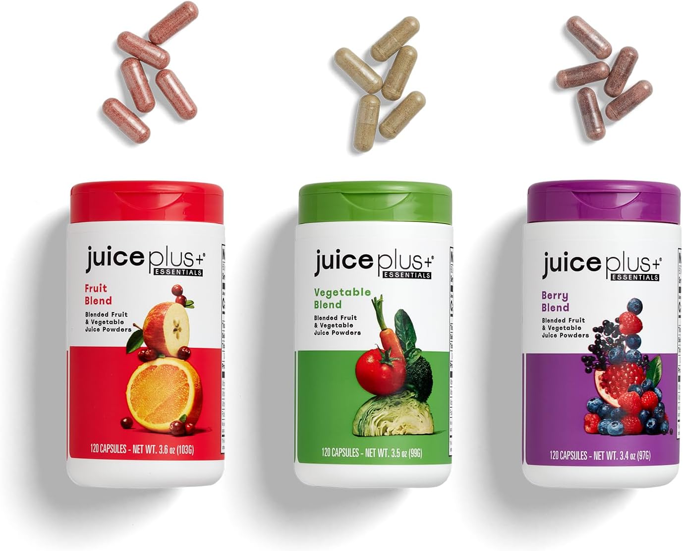 JuicePlus+ Fruit & Vegetable Blend, 2 Bottles (60+60 Servings) | Made from 20 whole fruits & vegetables — peels, leaves, seeds included — convenient daily fruit and veggie blend
