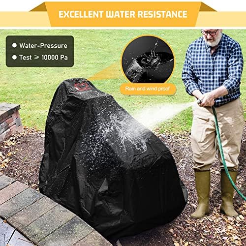 Riding Lawn Mower Cover 600D Lawnmower Covers Waterproof, up to 54" Decks | Universal Outdoor Lawn Tractor Cover Tarp All Weather Ride on Mower Covers, Heavy Duty 600D, Elastic Cord & Storage Bag