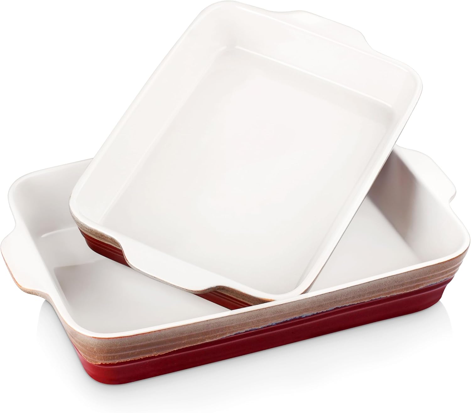 LOVECASA 8x8 inch Baking Pan, 2 Quart Square Cake Pan Baking Dish for Oven, Stoneware Brownie Pan Non-Stick, Casserole Baking Pan with Handle