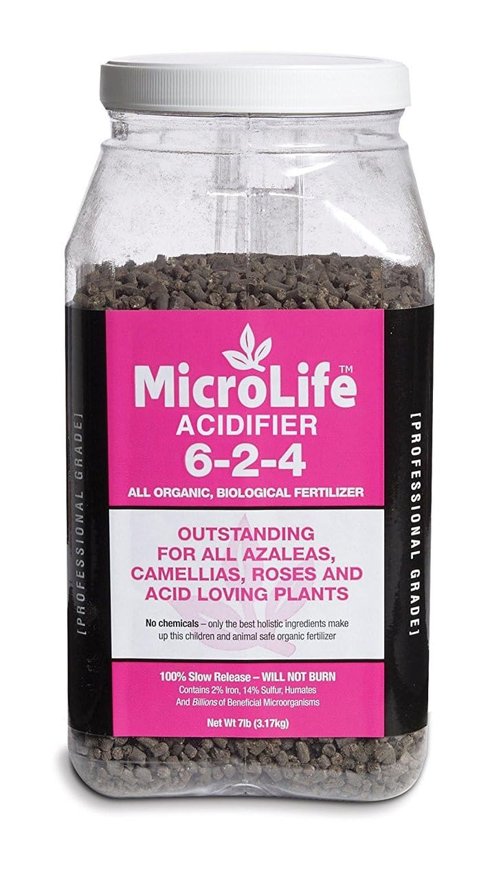 MicroLife Acidifier (6-2-4) Professional Grade Granular Organic Fertilizer (for Acid Loving Plants) Roses Blueberries Azaleas Camellias, 7 LBS