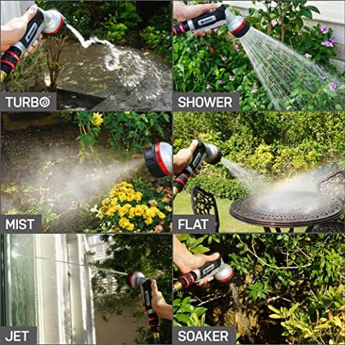 Eden Metal 7-Pattern Hose Nozzle: Thumb Control, Heavy-Duty Zinc Alloy