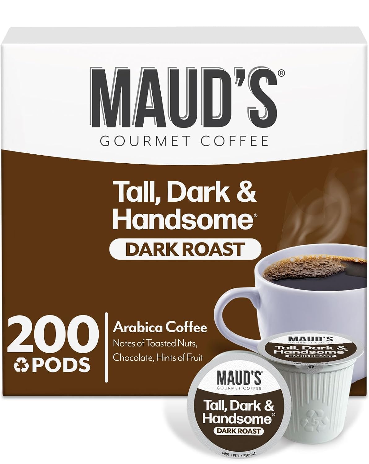 Maud's Dark Roast Coffee Pods, 100ct | Dark Roast Coffee in Single Serve Pods – Compatible with Keurig Coffee Makers