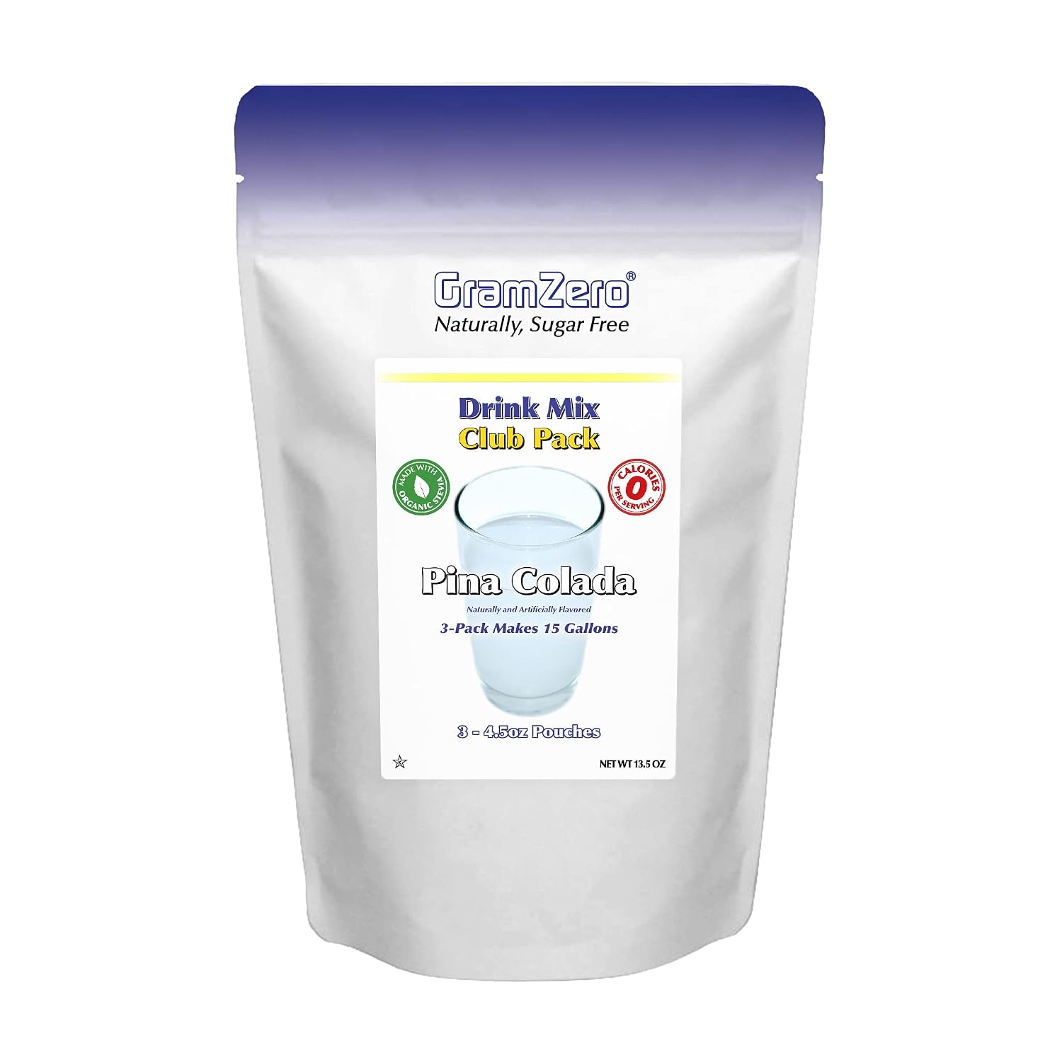 GramZero Raspberry Blush, Sugar Free Drink Mix, Pitcher Pack, Great For Nutrition Club Loaded Tea, Zero Calorie, Stevia Sweetened