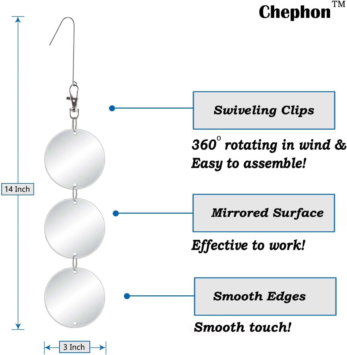 Chephon Upgraded Bird Scare Discs Set - Large 24 Discs - Highly Reflective Double-Sided Bird Reflectors Scare Devices - Better to Keep Most Birds