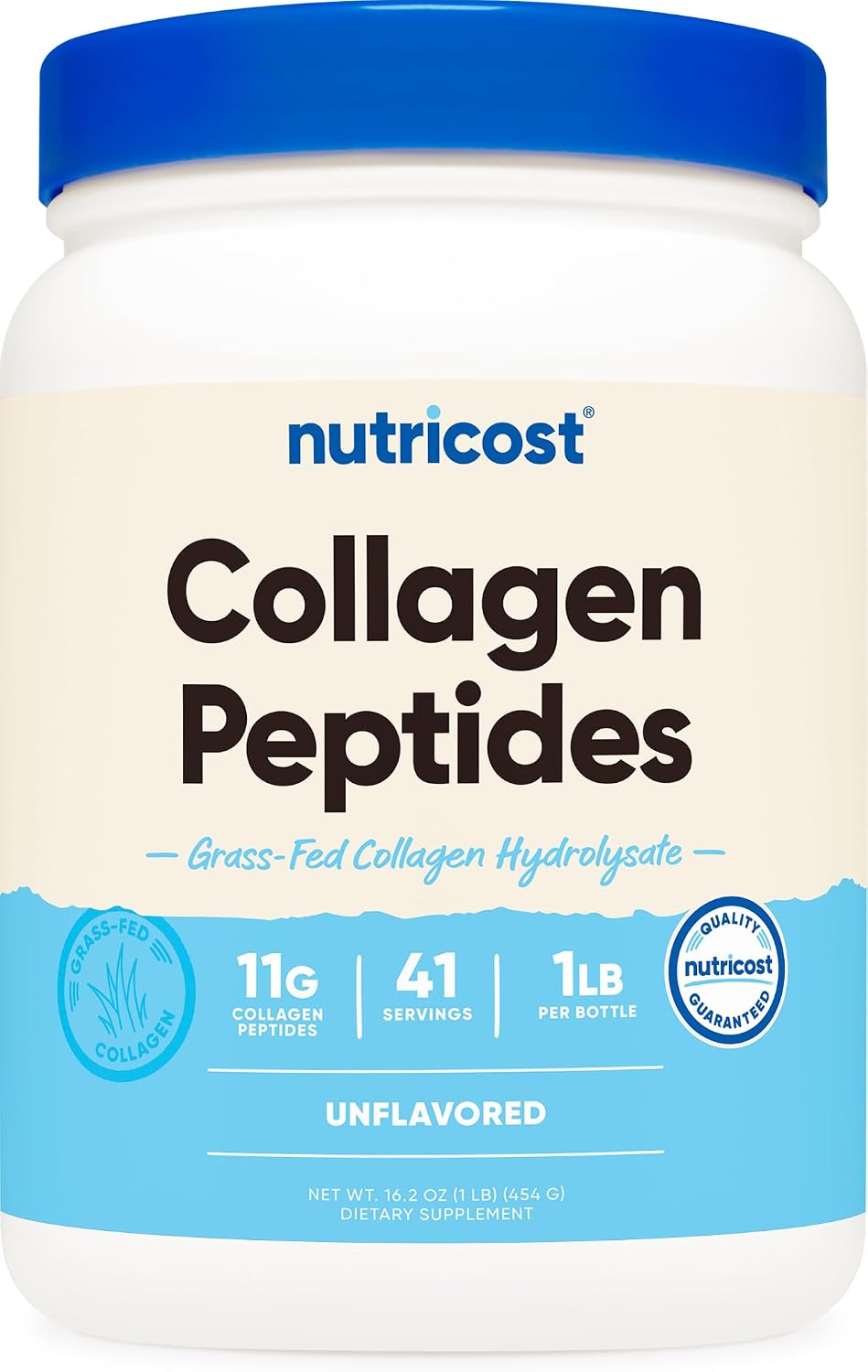 Nutricost Collagen Peptides Powder 1LB (454 G), Grass Fed Bovine | Collagen Hydrolysate, Unflavored