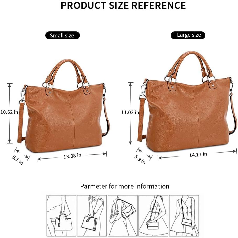 Kattee Genuine Leather Tote Purse for Women, Top Handle Satchel | Soft genuine leather tote with roomy storage and versatile carry for work, shopping, and travel.