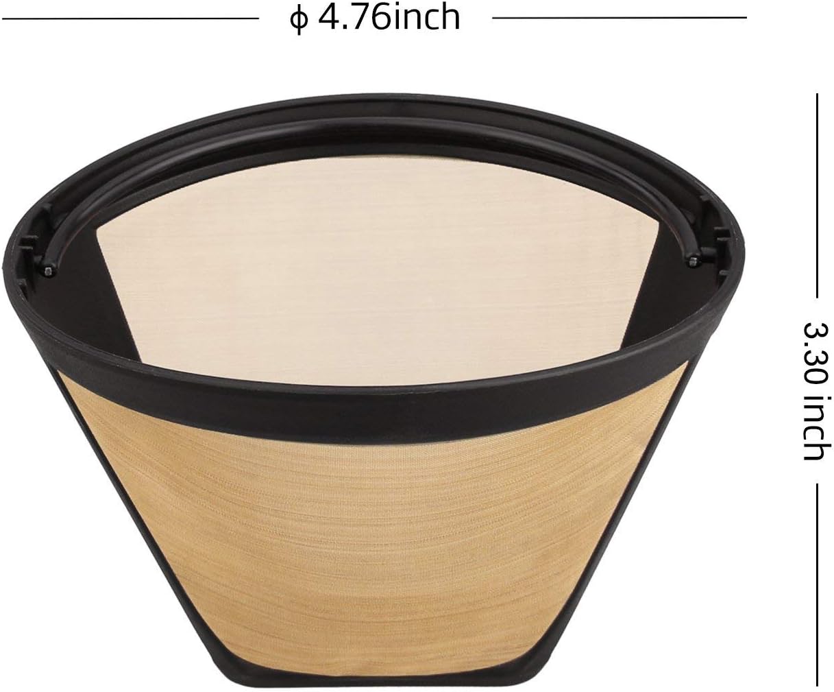 NRP Classic #4 Gold-tone Coffee Filter 8-12 cup Universal for Cuisinart GTF Coffeemaker and MORE, Oval rim Cone Shape Permanent Filter
