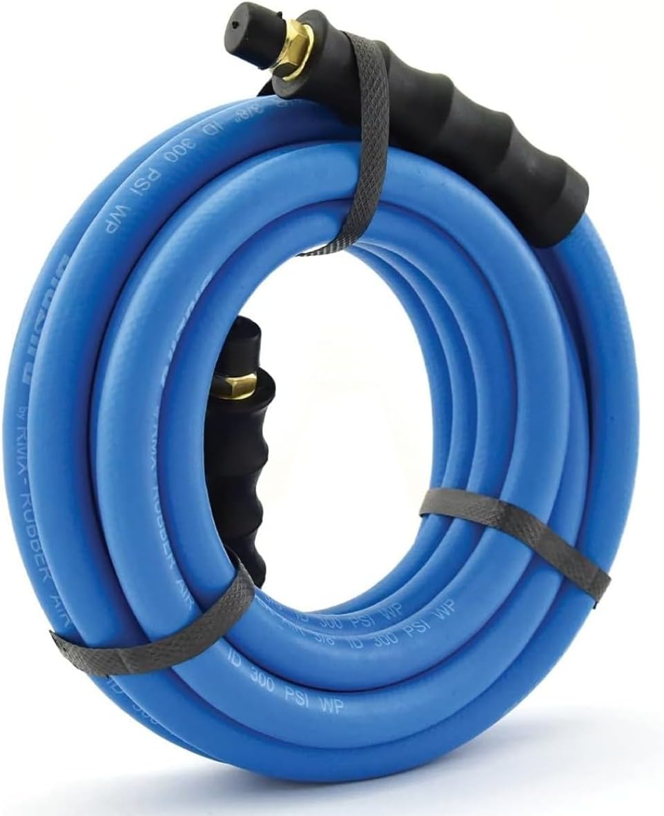 BLUBIRD BB1250 1/2" x 50' Rubber Air Hose, 100% Rubber, Lightest, Strongest, Most Flexible, 300 PSI, 50F to 190F Degrees, Ozone Resistant, High Strength Polyester Braided