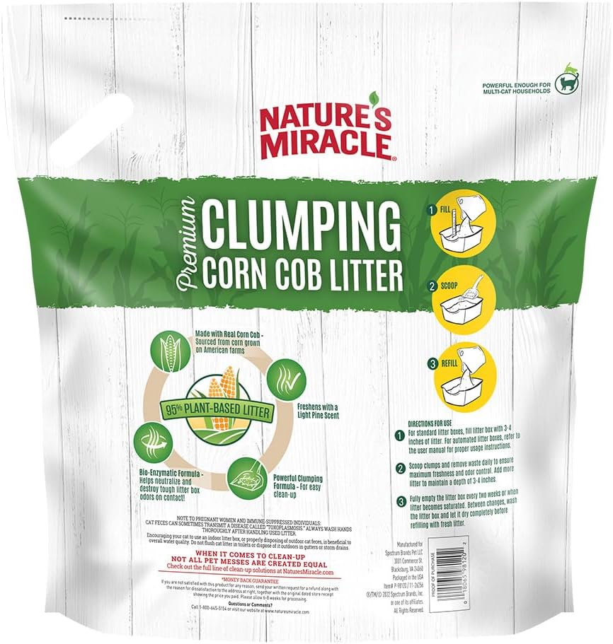 Nature's Miracle Premium Clumping Corn Cob Litter, Tough Odor Bio-Enzymatic Formula, Dust Free