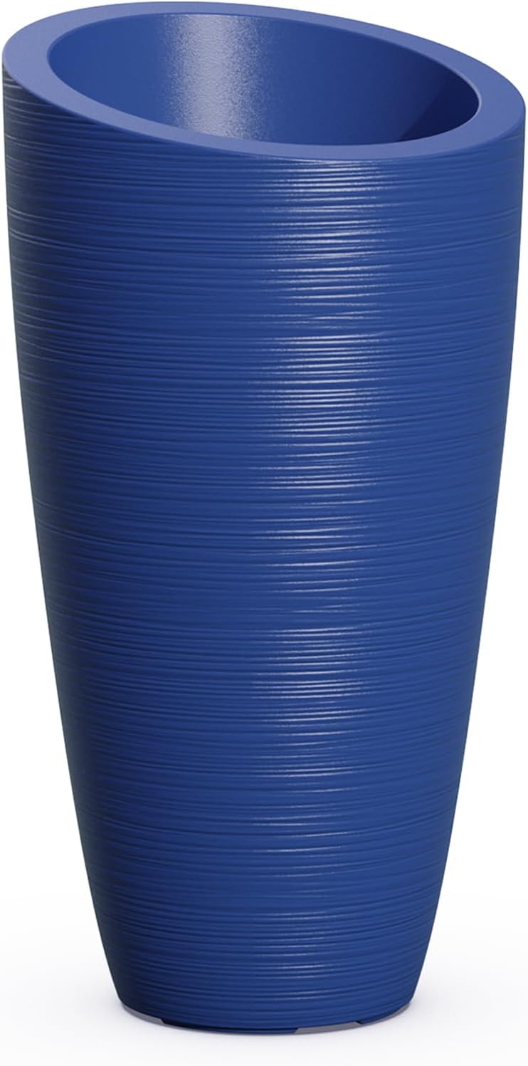 Mayne Modesto 20in Round Modern Planter, Neptune Blue | All season, Indoor/Outdoor, Double-wall design, Fade resistant, 15-year warranty
