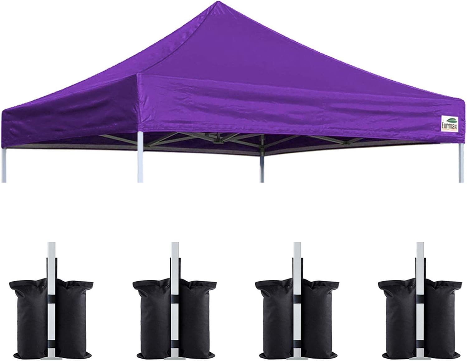 Eurmax USA 10x10 Pop Up Canopy Replacement Top,Universal Instant Canopy Cover ONLY,Heavy Duty UPF 50+ UV Protection,Water & Wind Resistant Tarp,30+ Colors Available,Bonus 4 Sand Bags (White)