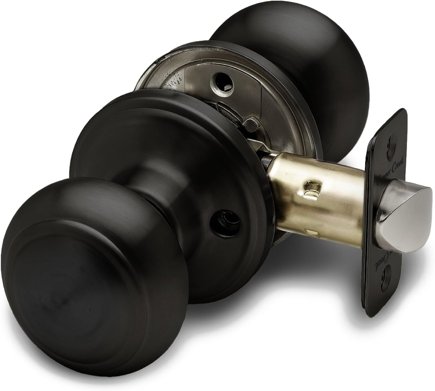 Copper Creek Colonial Privacy Interior Door Knob – ANSI Grade-3 Certified, Modern Heavy Duty Handle, Easy Install and Reversible for Bedroom, Bathroom and Closets – Satin Stainless (1 Pack)