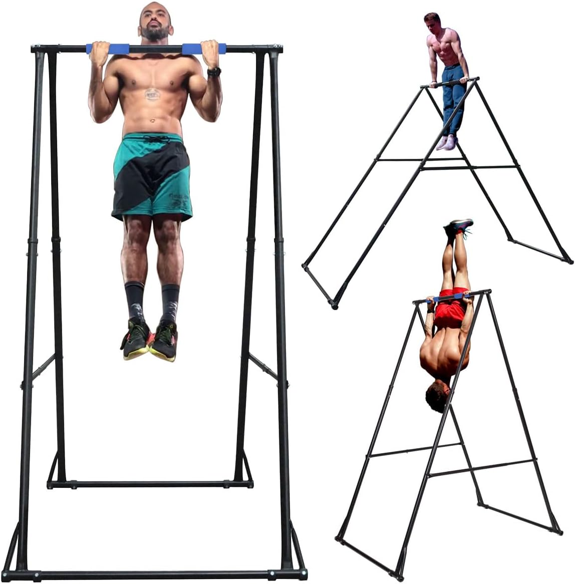 KT TOES DON'T TOUCH GROUND Foldable Free Standing Pull Up Bar Stand Sturdy Power Tower Workout Station For Home Gym Strength Training Adjustable