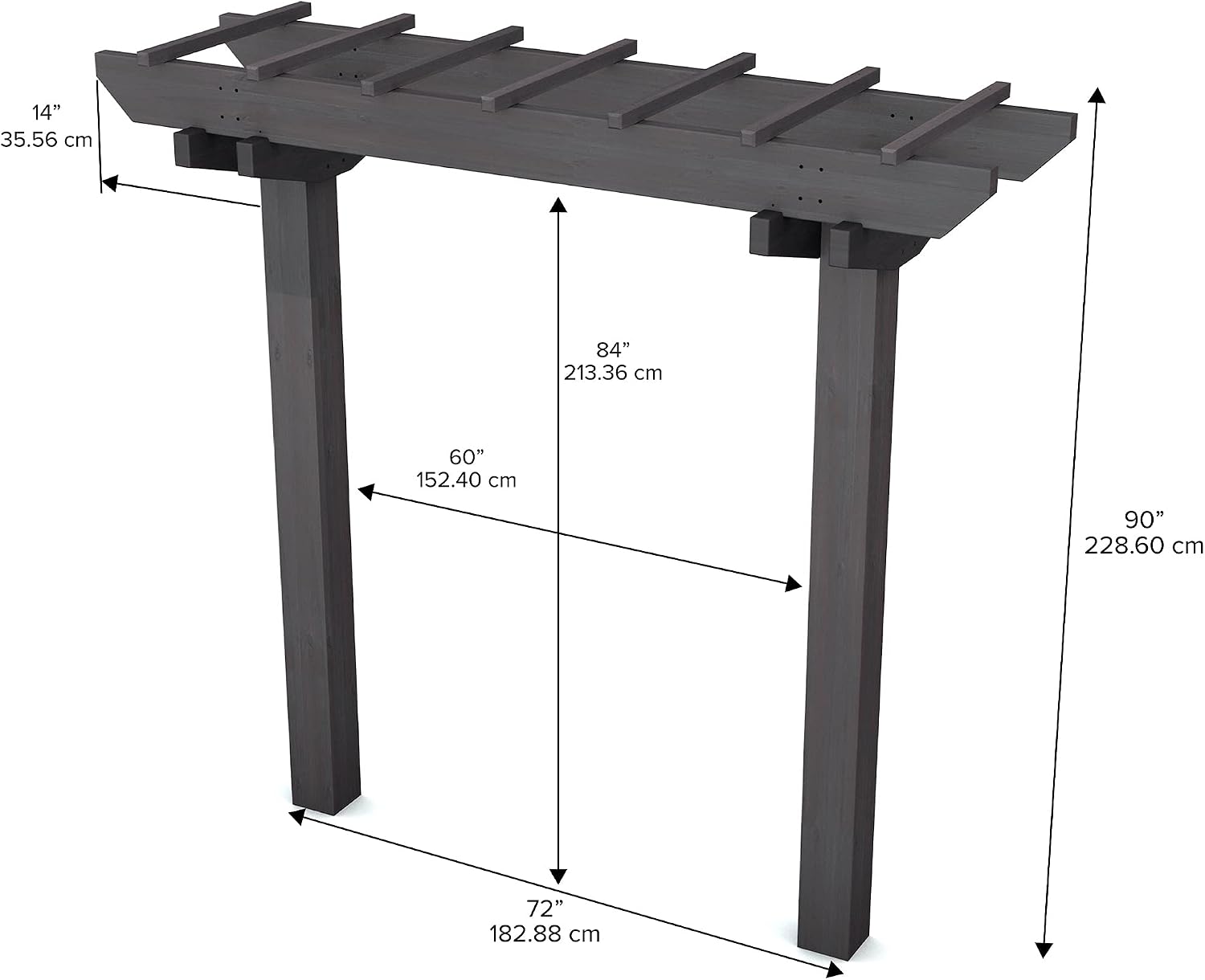 Vita Charcoal Gray Wildwood Cedar Arbor – 72" W x 90" H, Garden Arch for Climbing Plants, Wedding Ceremony & Backyard Décor