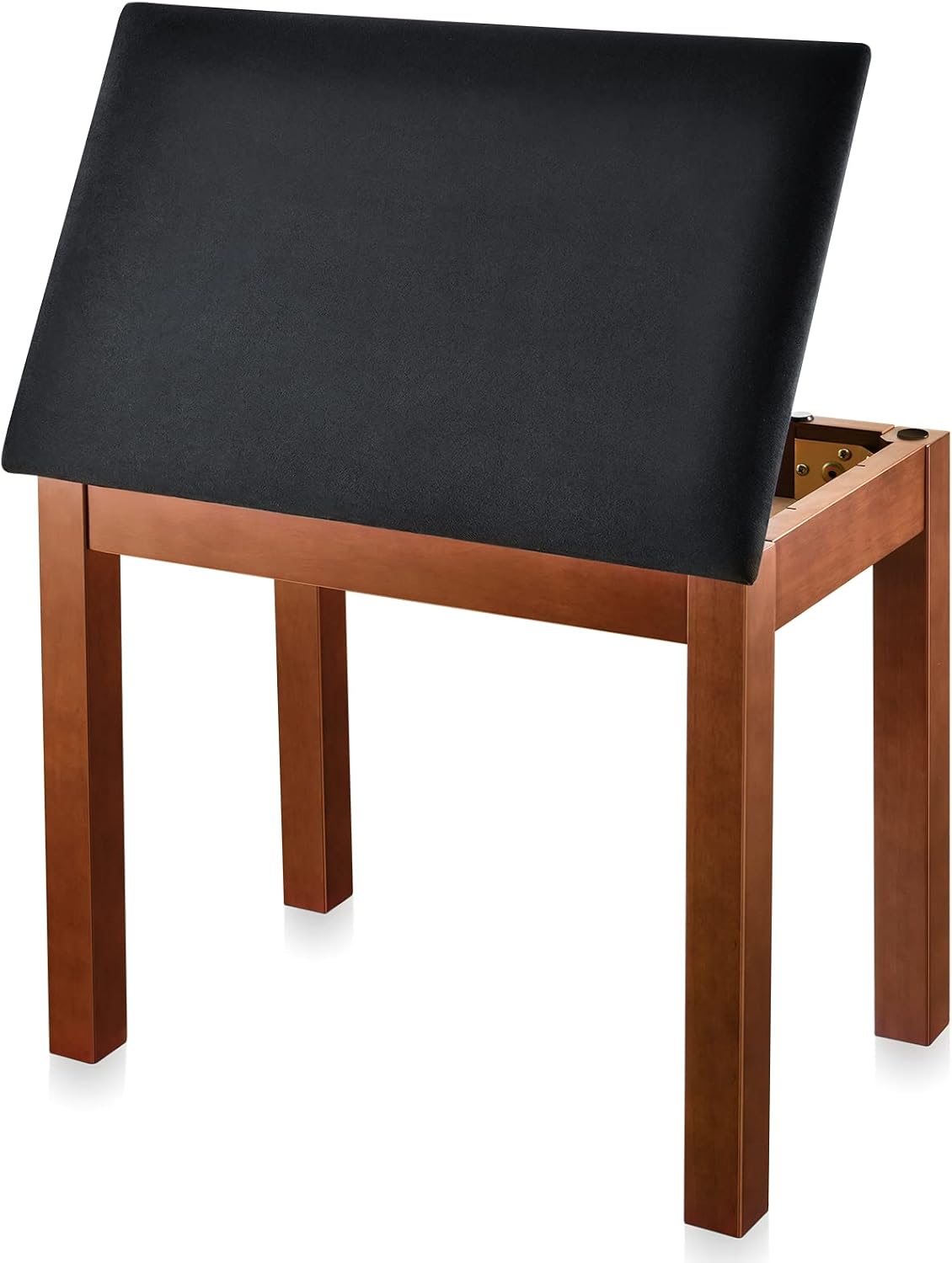 Donner Piano Bench with Storage, Solid Wood Keyboard Bench Piano Bookcase Stool Chair Seat with High-Density Sponges Pad, Black