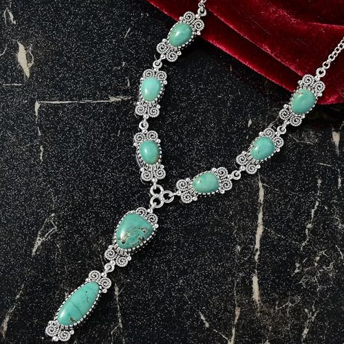 Artisan Crafted Turquoise 27.50 ctw Necklace 18 Inches in Sterling Silver