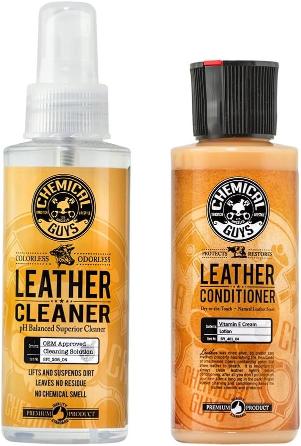 Chemical Guys, Leather Cleaner & Conditioner Kit for Cars & Home, 2 x 16 oz | Two-step kit cleans then conditions seats, furniture, bags and boots, pH-balanced for natural and sealed leather