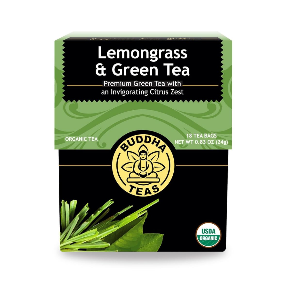 Buddha Teas - Organic Sencha Green Tea - For Health & Wellbeing - Japanese Green Tea - With Antioxidants & Minerals - Clean Ingredients - Caffeinated - OU Kosher & Non-GMO - 18 Tea Bags (Pack of 1)