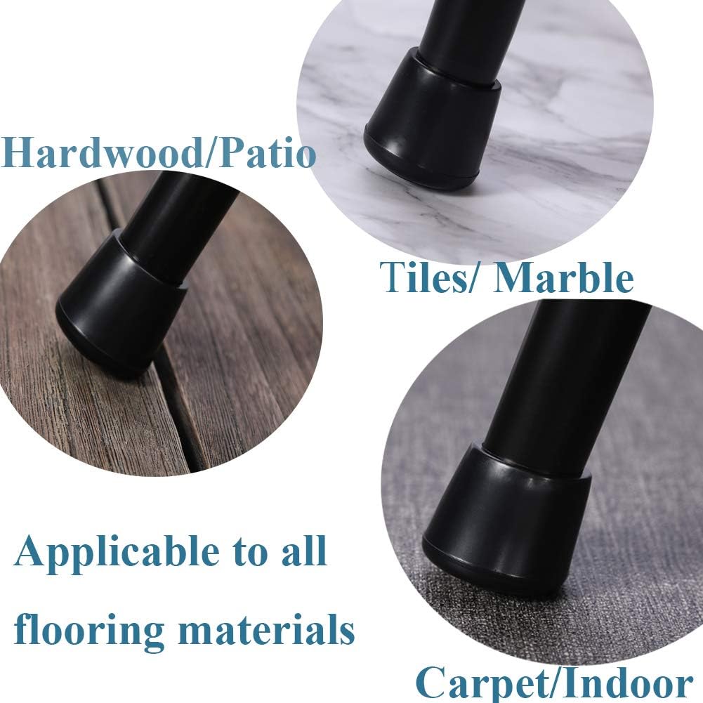 Furnigear Chair Leg Tips Caps Non-Slip Rubber Leg Tips 1-1/2” Inner Diameter Chair Leg Floor Protectors Round Black 4 Pack (Fit Round Diameter