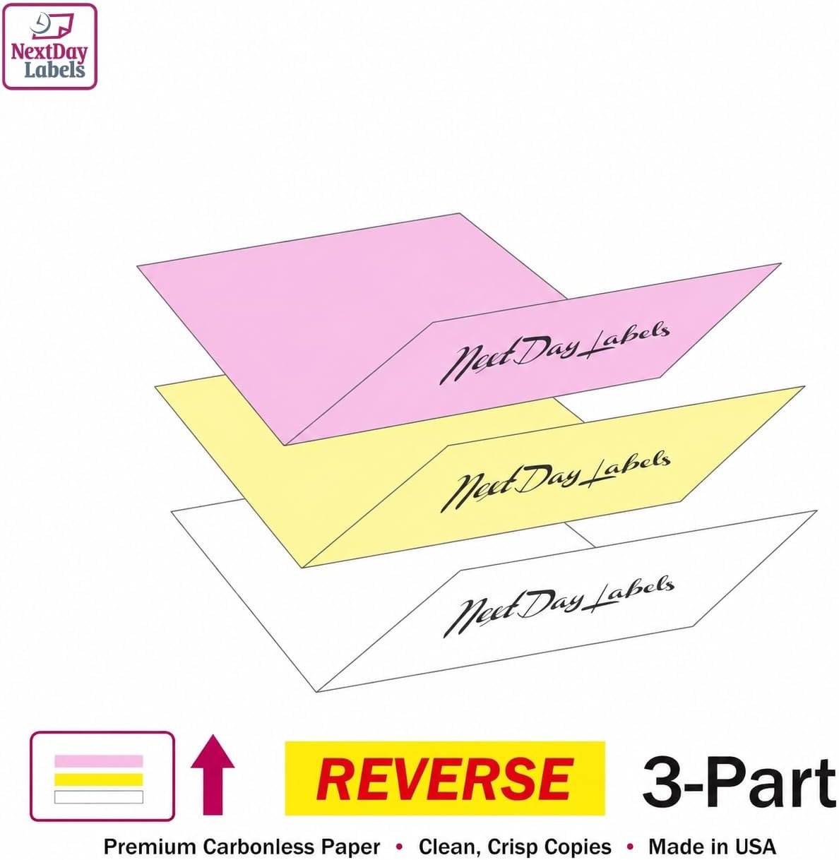 NextDayLabels Carbonless NCR Paper, 2 Part Reverse #5887, 8.5" x 11"