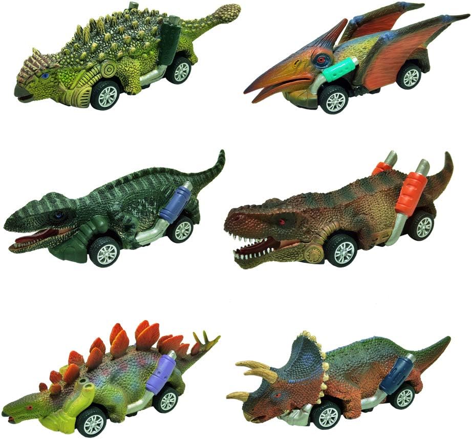 Dinosaur Toy Pull Back Cars, 6 Pack Dino Toys for 3 Year Old Boys Girls and Toddlers, Boy Toys Age 3, 4, 5 and Up, Pull Back Toy Cars