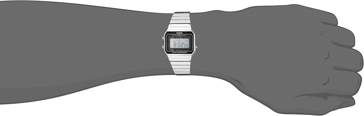 Casio Men's A700W-1ACF Classic Digital Display Quartz Silver Watch
