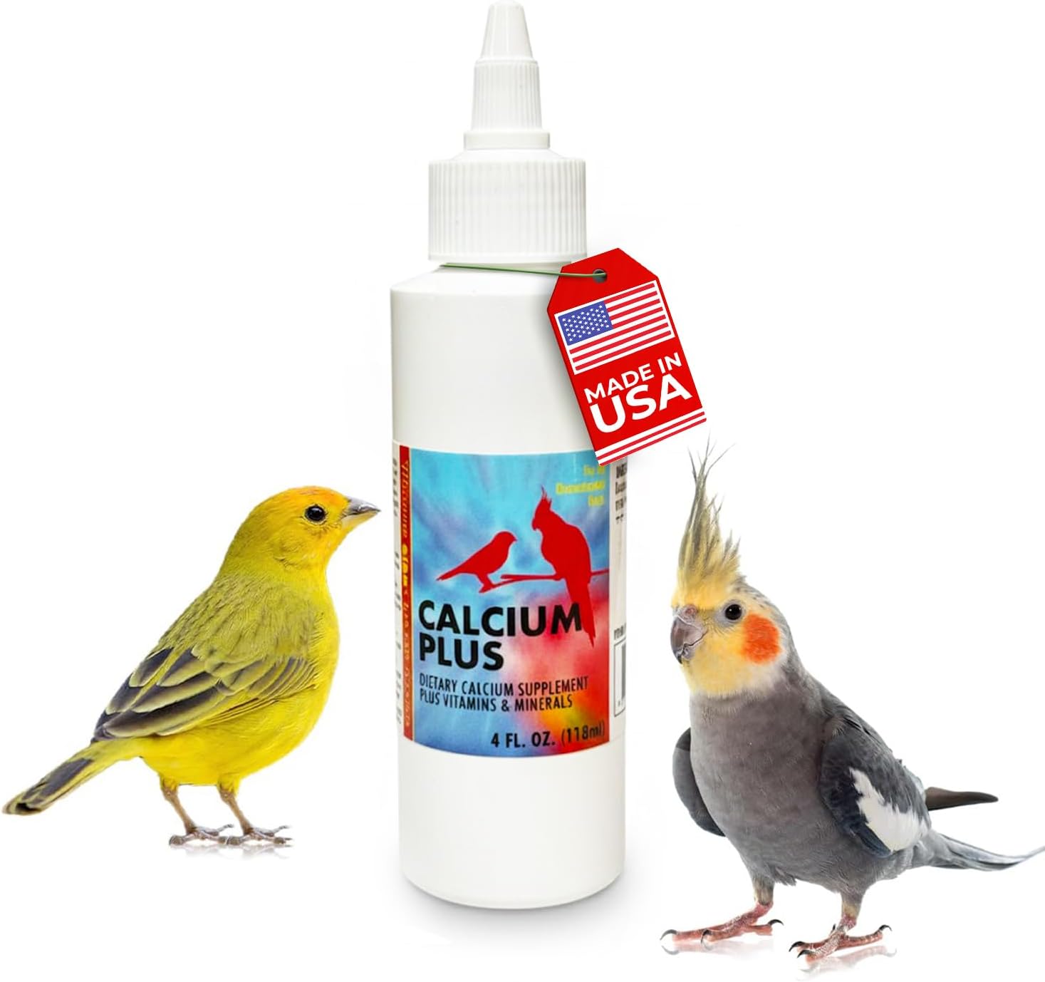 Calcium Plus Liquid for Birds – Calcium Supplement with Vitamins and Minerals for Strong Eggshells, Healthy Bones - Support Growth, Breeding, and Wellness for All Birds 4 Fl Oz | Calcium Supplement - Supports Healthy Growth, Bone Strength, Breeding, Brai…