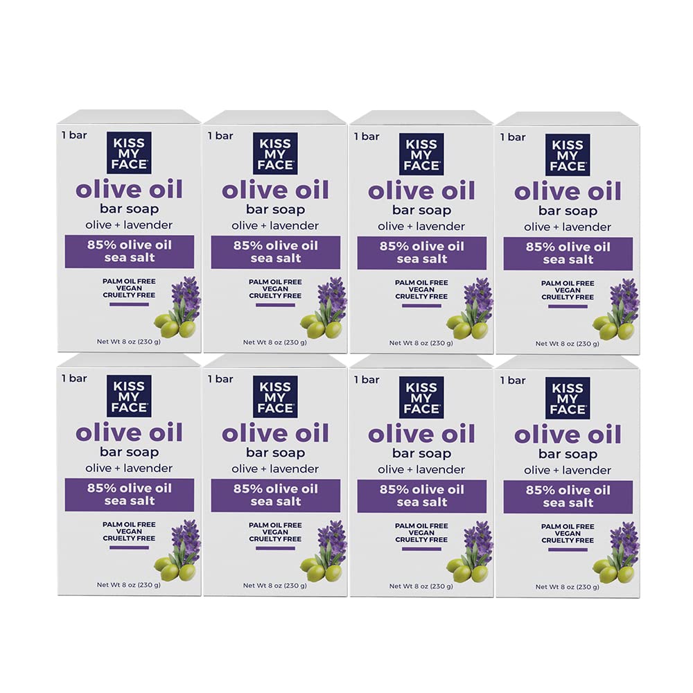 Kiss My Face Olive Oil Fragrance Free Bar Soap, Moisturizing Bar Soap, Cruelty Free Vegan Soap, Palm Oil Free, 4 Oz - 3 Count (Pack of 1)