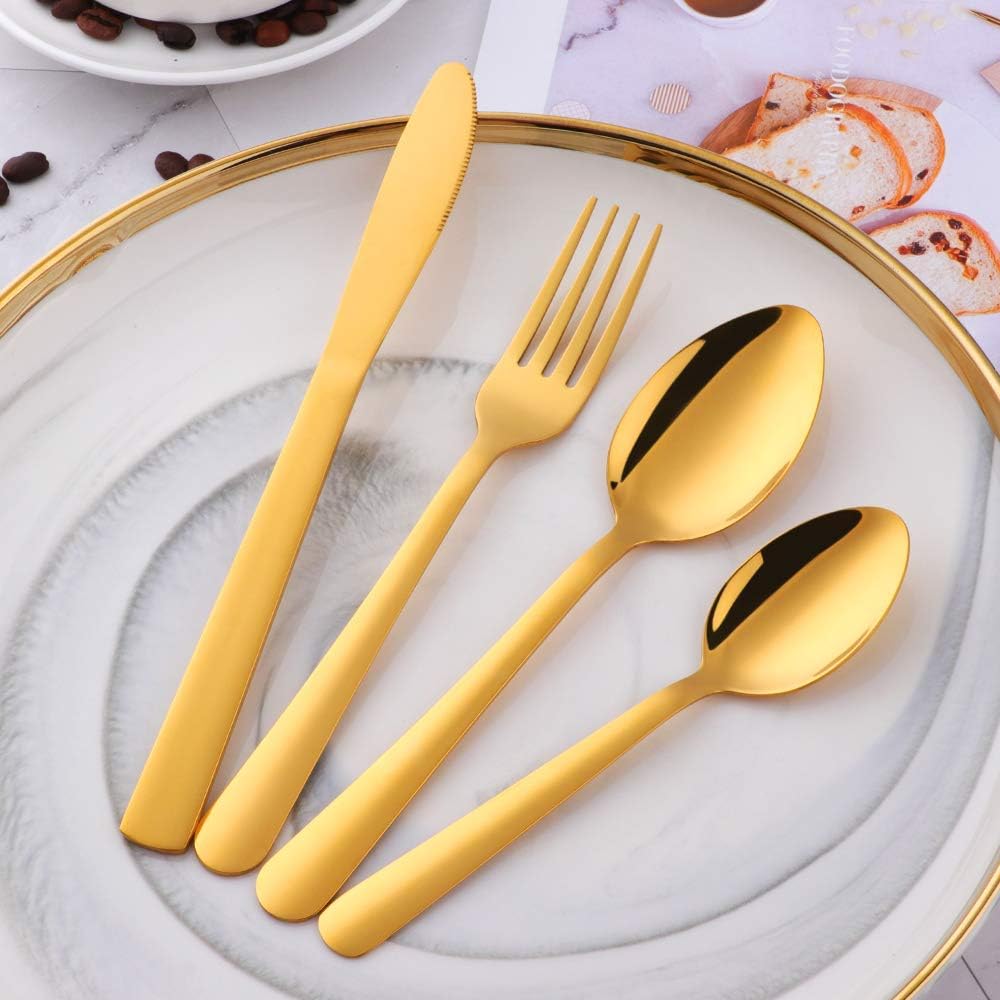 BuyGo Rainbow Silverware Set Flatware Set Stainless Steel Colorful Dinnerware Set 16-Piece Multicolor Cutlery Set, Service for 4