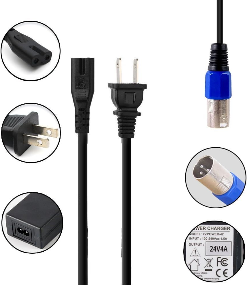 24V 4A Battery Charger for Jazzy,Go-Go Pride Ezip 400 500 650 750 900 Mountain Trailz IZIP I25 IZIP I300 IZIP I350 IZIP I500 Mpv5 Mpv4 Pronto m41