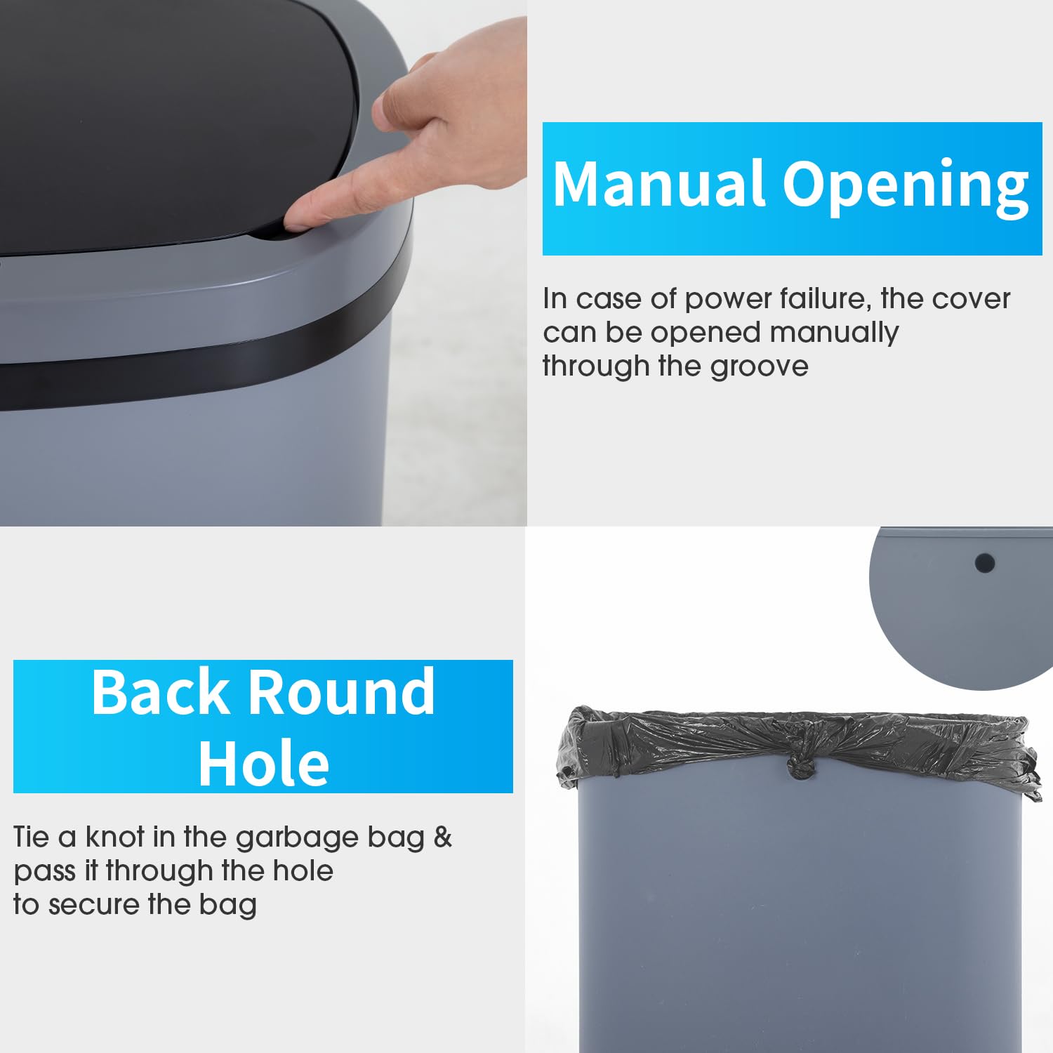 BestOffice | 13 Gallon Stainless Steel Trash Can with Lid | Steel | Automatic Touchless Garbage Can | Odor Control | Modern Oval Design | Easy to Clean | For Kitchen, Bathroom, Office or Home