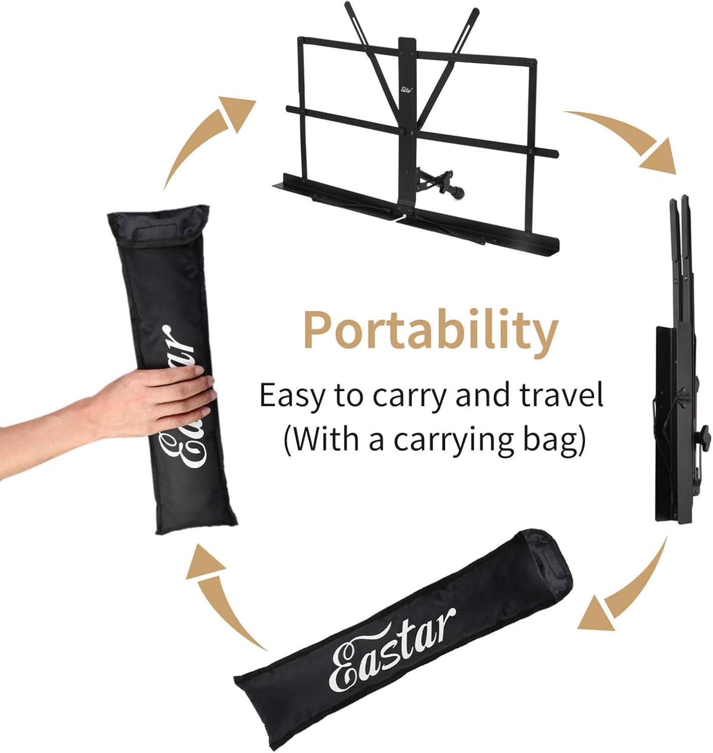 Eastar ESMF-3 Tabletop Music Stand for Sheet Music (Black)