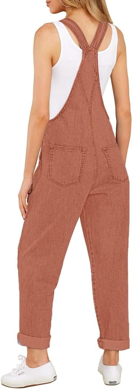 Vetinee Womens Classic Adjustable Straps Pockets Denim Bib Overalls Jeans Pants