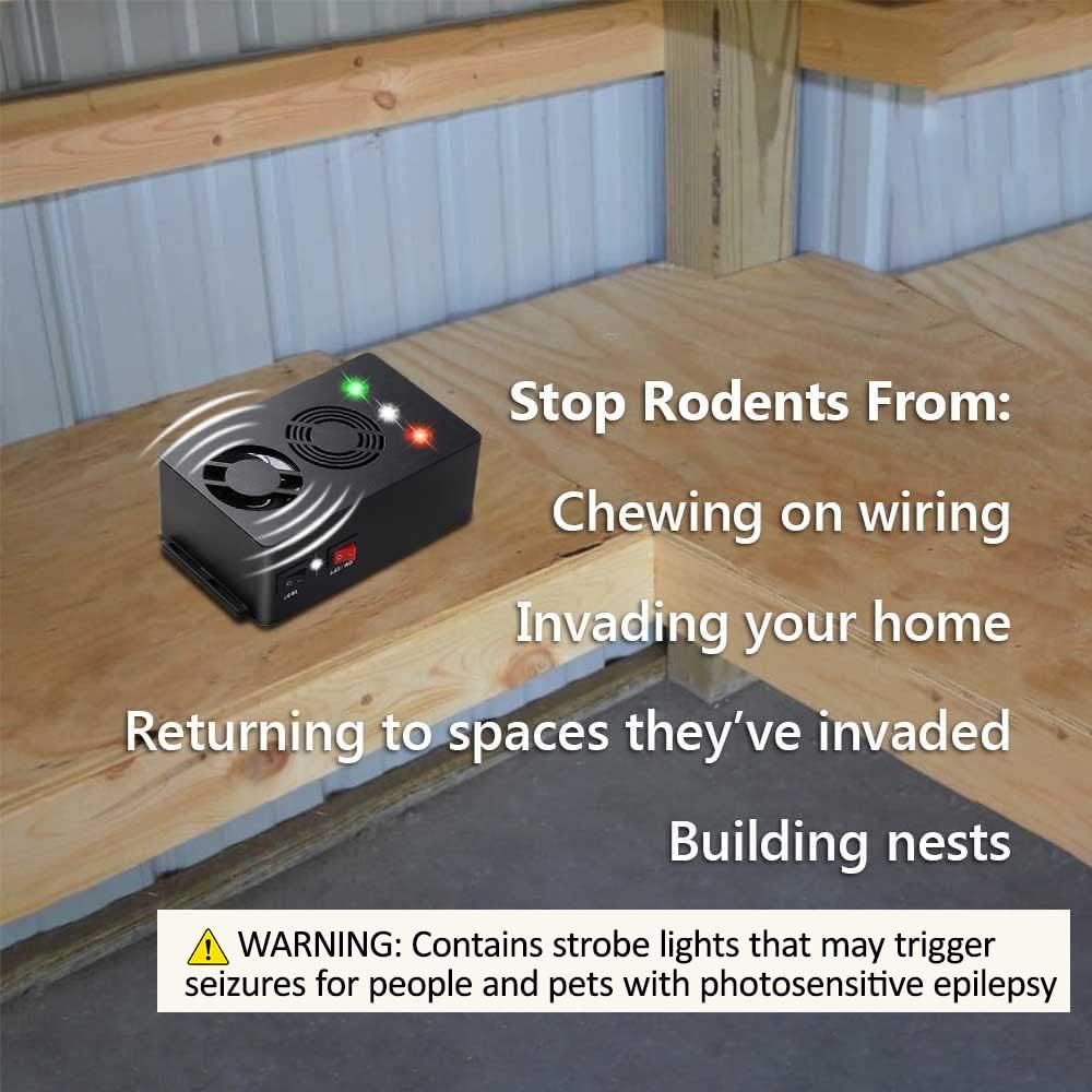 Angveirt Ultrasonic Battery Operated Rodent Repellent with Strobe Lights