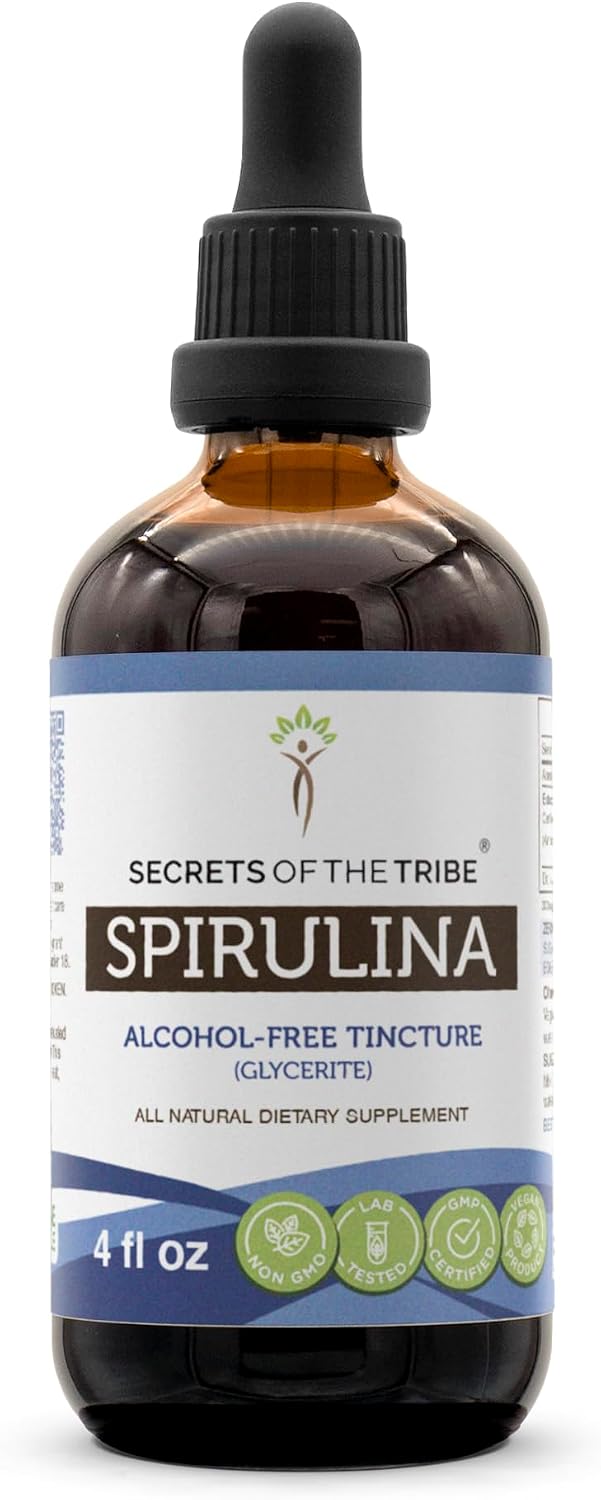 Secrets of the Tribe Spirulina Alcohol-Free Liquid Extract, Spirulina (Arthrospira Platensis) Tincture Supplement (2 FL OZ)