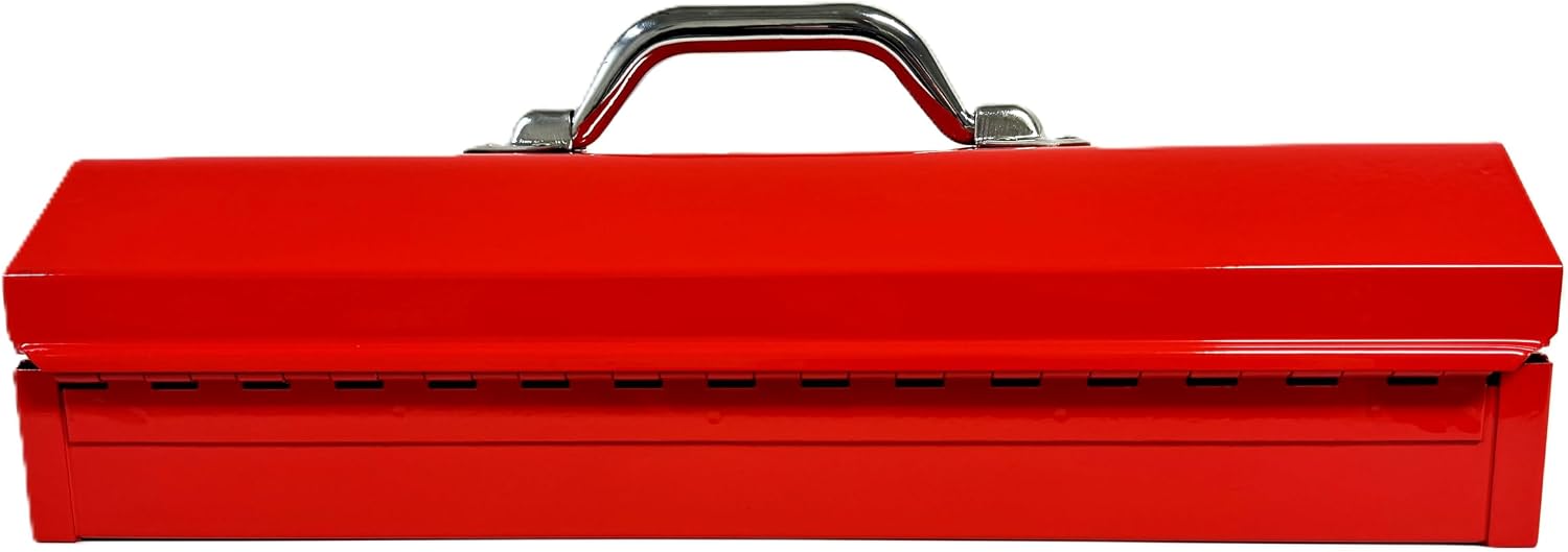 Homak Tool Box, 16" Portable Steel Small Tool Box with Metal Latch Closure & Plastic Handle, Multi-Purpose Heavy Duty Toolbox, Red