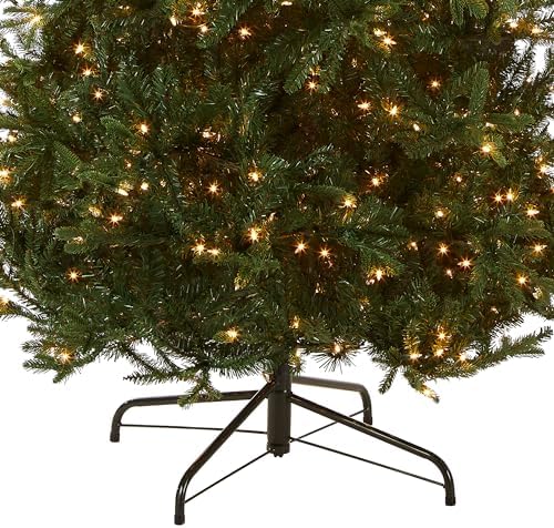 National Tree Company 7.5ft Pre-Lit Tiffany Fir Slim Christmas Tree | 600 Clear Lights, 1,878 Tips, Includes Stand, Artificial, Green