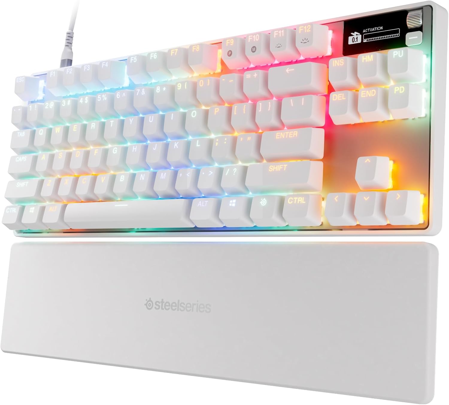 SteelSeries Apex Pro TKL Gen 3 White OmniPoint 3.0 Switches — Adjustable Actuation — Rapid Trigger — Game-Ready Presets — Protection Mode