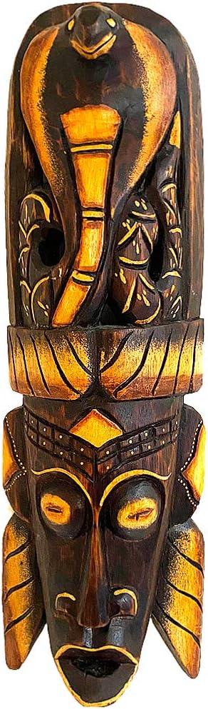OMA African Mask Wall Hanging Decor Cobra Fortune & Protection Wooden Hand Crafted Home Decor Gift Large