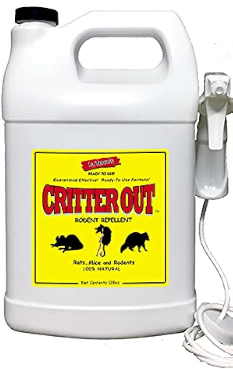 Mouse & Rat Repellent: Rodent Repellent: Critter Out 1 Gallon Ready to Use | Mouse & Rat repellent, Peppermint Oil Repellent, Get Rid of Rats, Prevent Nesting, Stops Chewing, Protect Engine Wiring