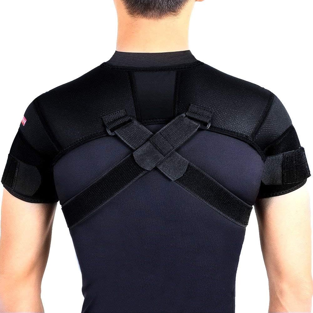 Double Shoulder Support Brace Strap Wrap Neoprene Protector,L