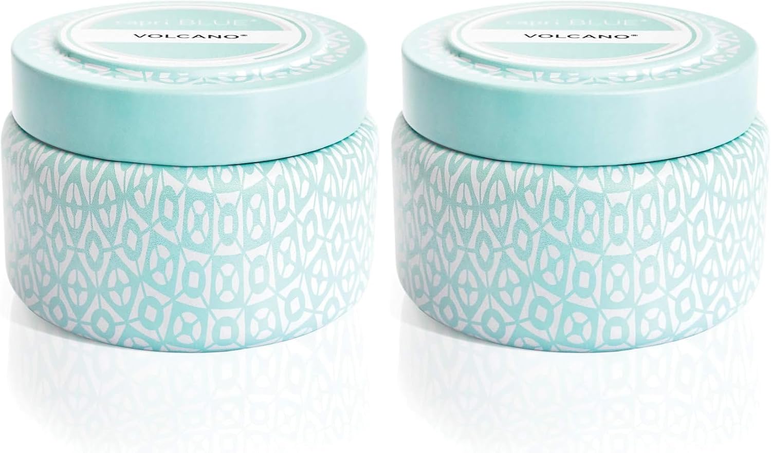 Capri Blue Volcano Printed Travel Tin Jar Candle - Luxury Candle with a Long Lasting Soy Wax Blend - Scented with Tropical & Fruity Fragrance (Blue Color, 8.5 oz)
