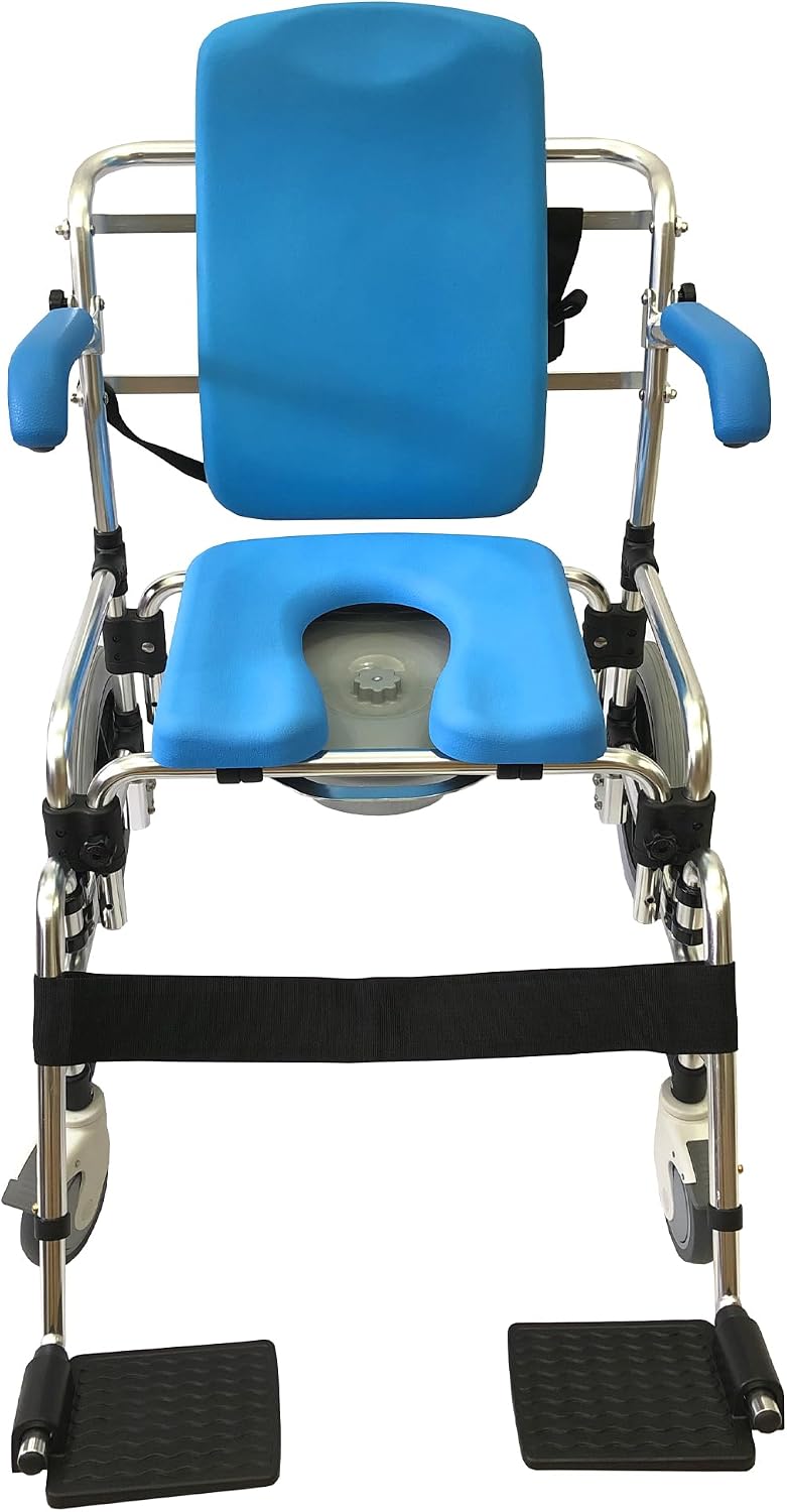 Platinum Health Baltic Professional Transport Shower/Commode Chair-Padded, Polyurethane or Polyvinyl Chloride