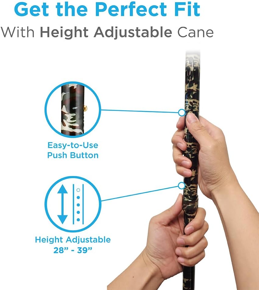 NOVA Offset Walking Cane for Seniors, Men & Women – Lightweight Adjustable Walking Cane with Soft Foam Grip, Wrist Strap