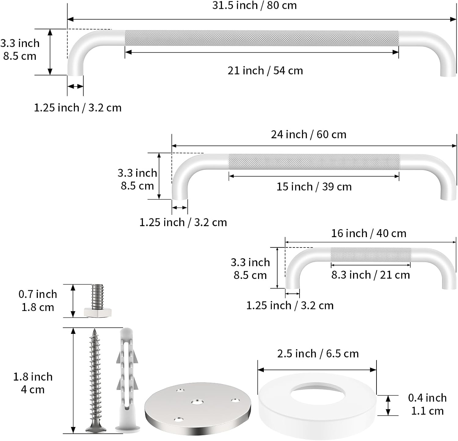 Munzong 3 Pack Commercial Handicap Grab Bars 18" 36" 42" Brushed Nickel | Bathroom Grab Bar for Shower 1.25" Diameter Anti Slip Bathroom Balance Bar Safety Hand Rail for Elderly Injury Senior