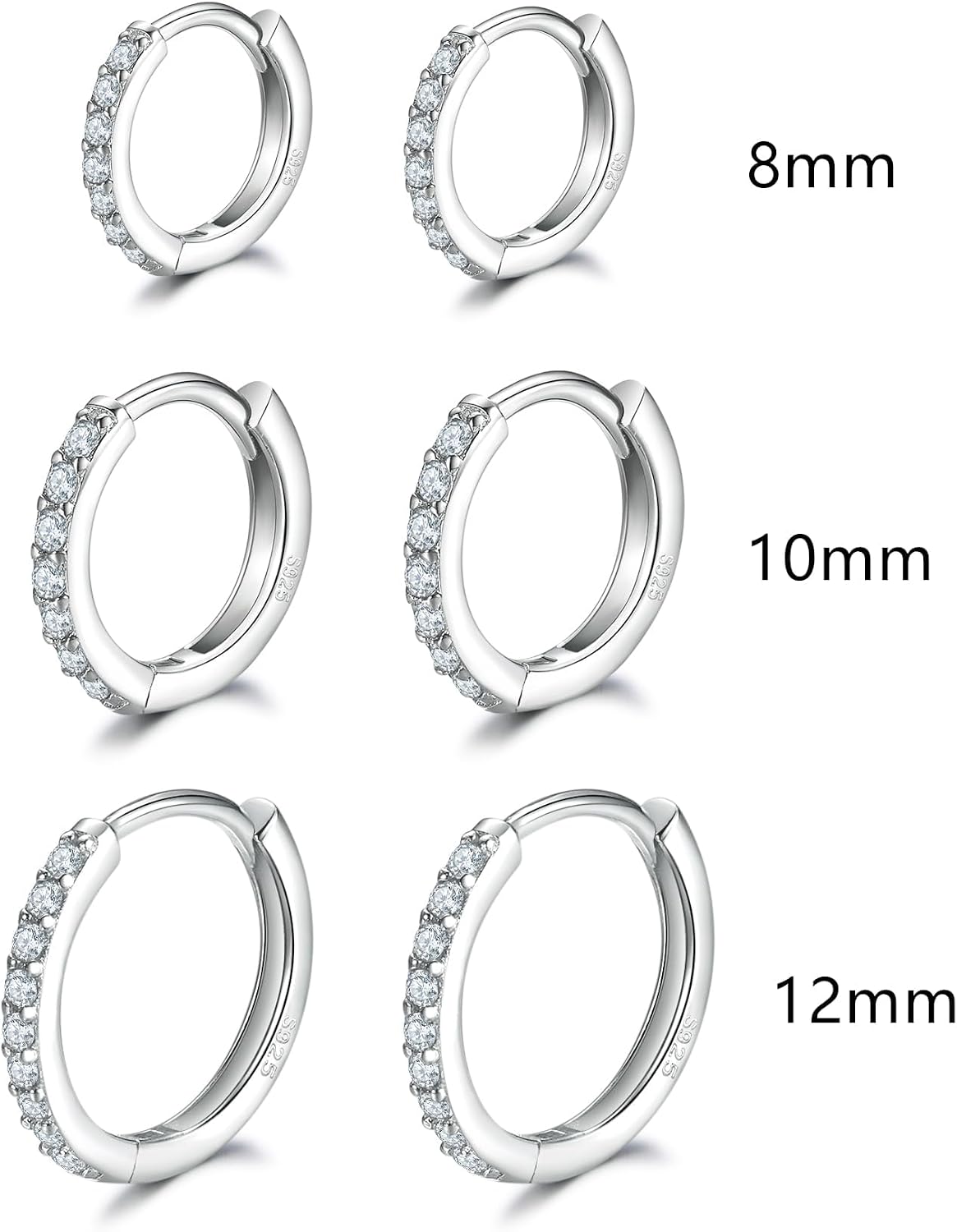 Dlihc 6 Pairs Sterling Silver Hoop and Stud Earrings Set for Women Men